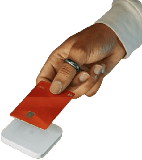 Hand scanning a card